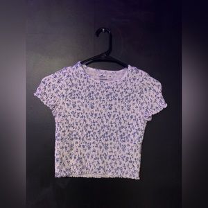 Blue Floral Cropped Shirt